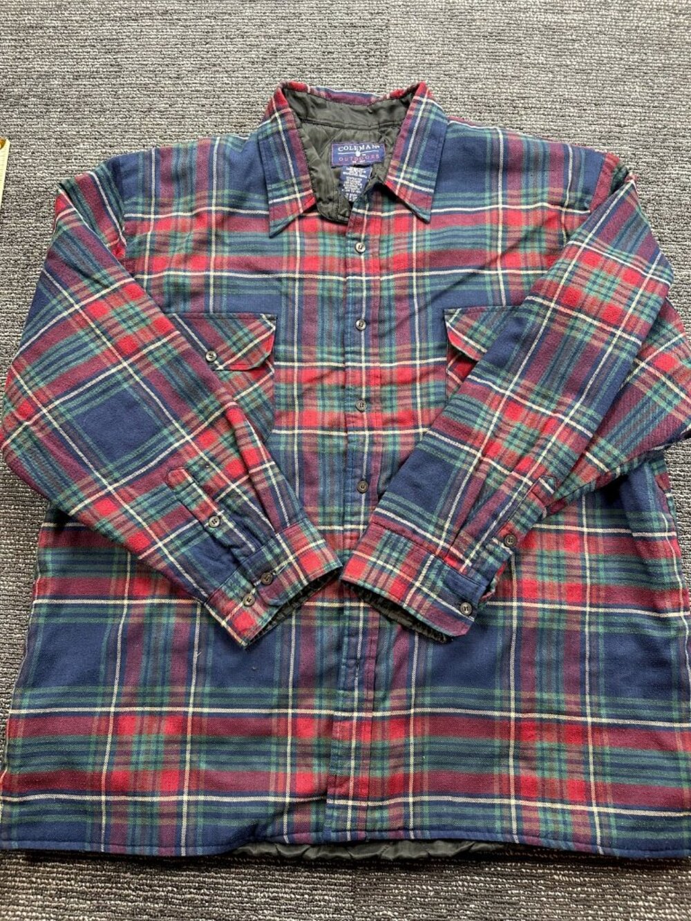 Coleman Outdoors Mens 2XL Quilted Lined Flannel Shirt Jacket Plaid Big Men
